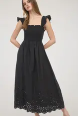 509 Broadway Ruffle Sleeve Eyelet Midi Dress