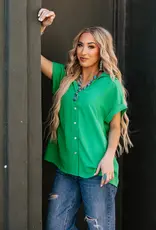 509 Broadway Pleated Button Woven Top