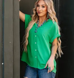 509 Broadway Pleated Button Woven Top