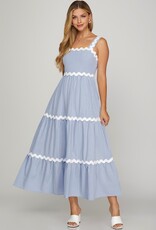 509 Broadway Contrast Trim Tiered Woven Dress