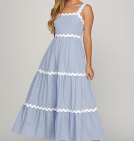509 Broadway Contrast Trim Tiered Woven Dress