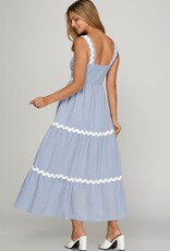 509 Broadway Contrast Trim Tiered Woven Dress