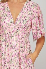 509 Broadway Flutter Sleeve Plunge Neck Mini Dress
