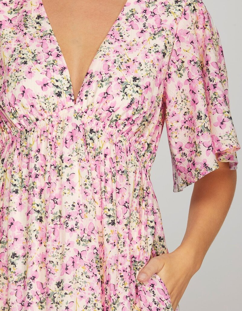 509 Broadway Flutter Sleeve Plunge Neck Mini Dress