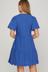 509 Broadway Short Sleeve Scallop Dress