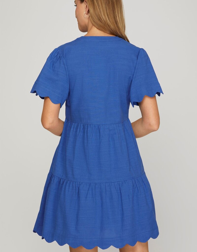 509 Broadway Short Sleeve Scallop Dress