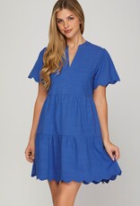 509 Broadway Short Sleeve Scallop Dress