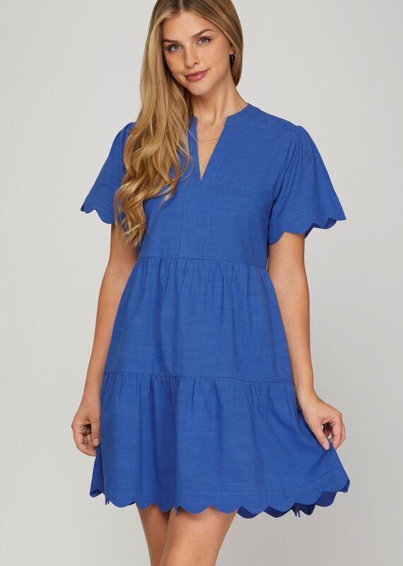 509 Broadway Short Sleeve Scallop Dress