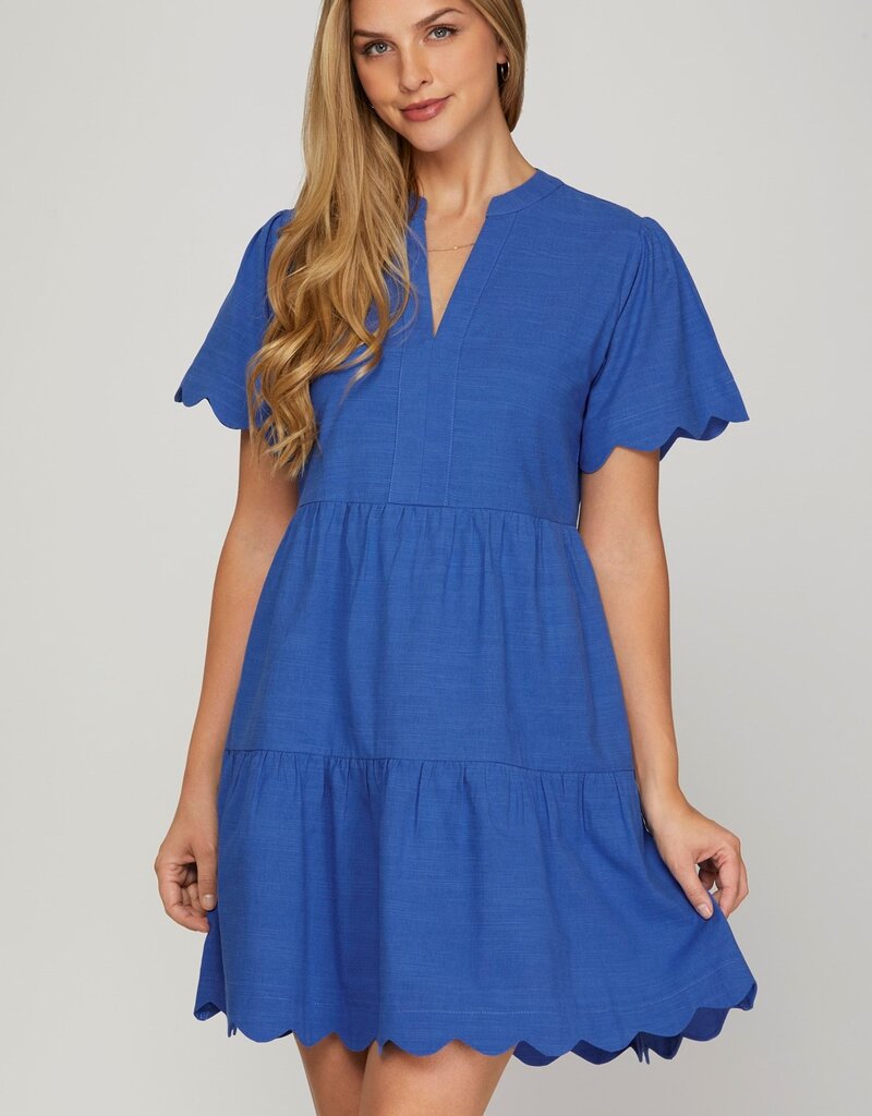 509 Broadway Short Sleeve Scallop Dress