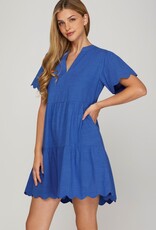 509 Broadway Short Sleeve Scallop Dress
