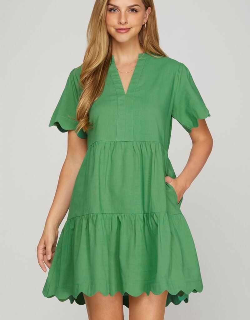 509 Broadway Short Sleeve Scallop Dress