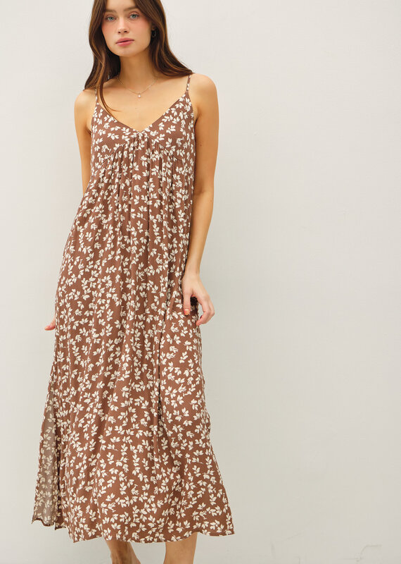 509 Broadway Print  V-Neck Maxi Dress