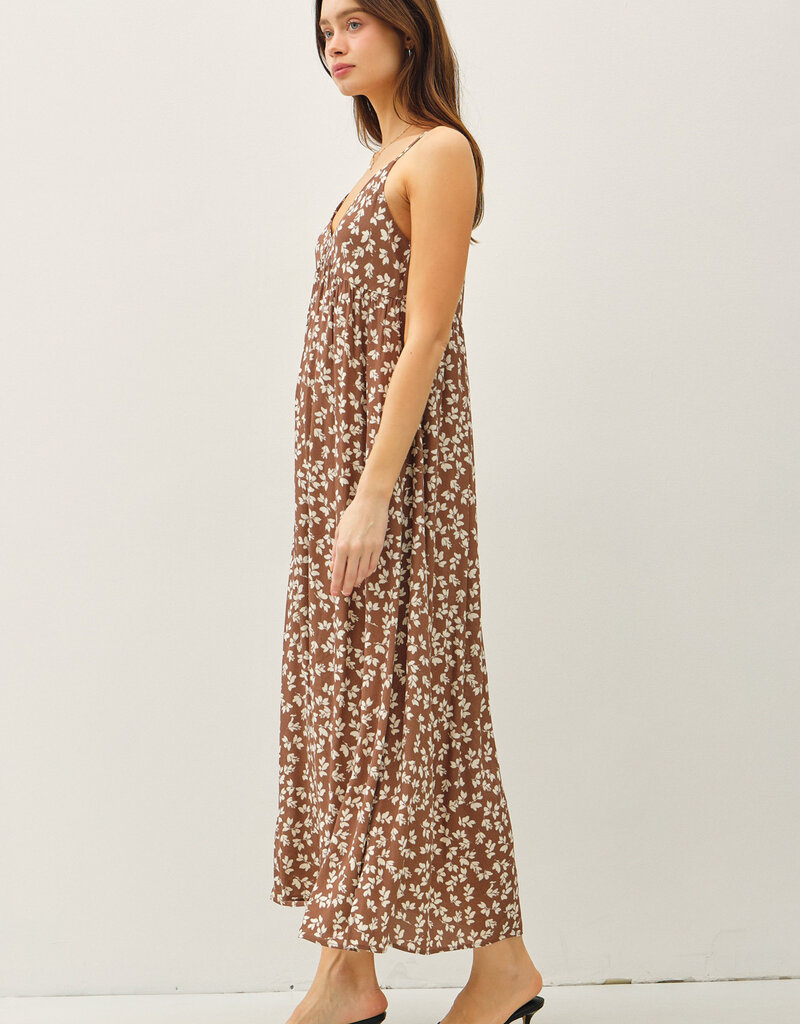 509 Broadway Print  V-Neck Maxi Dress
