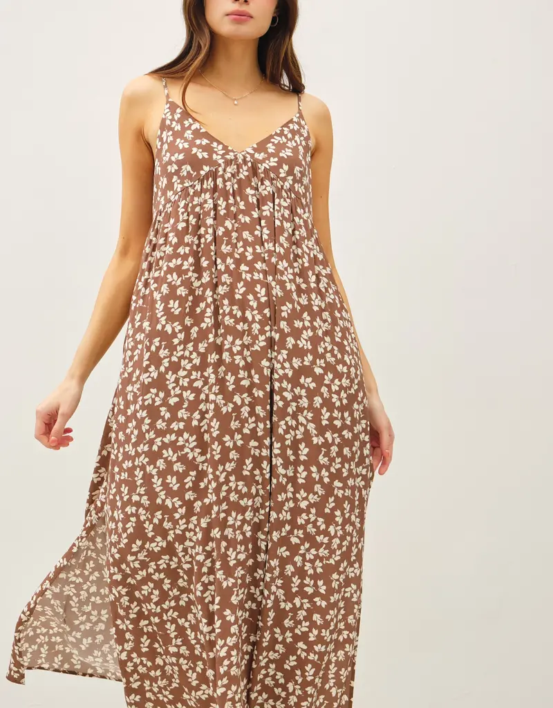 509 Broadway Print  V-Neck Maxi Dress