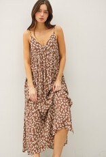 509 Broadway Print  V-Neck Maxi Dress