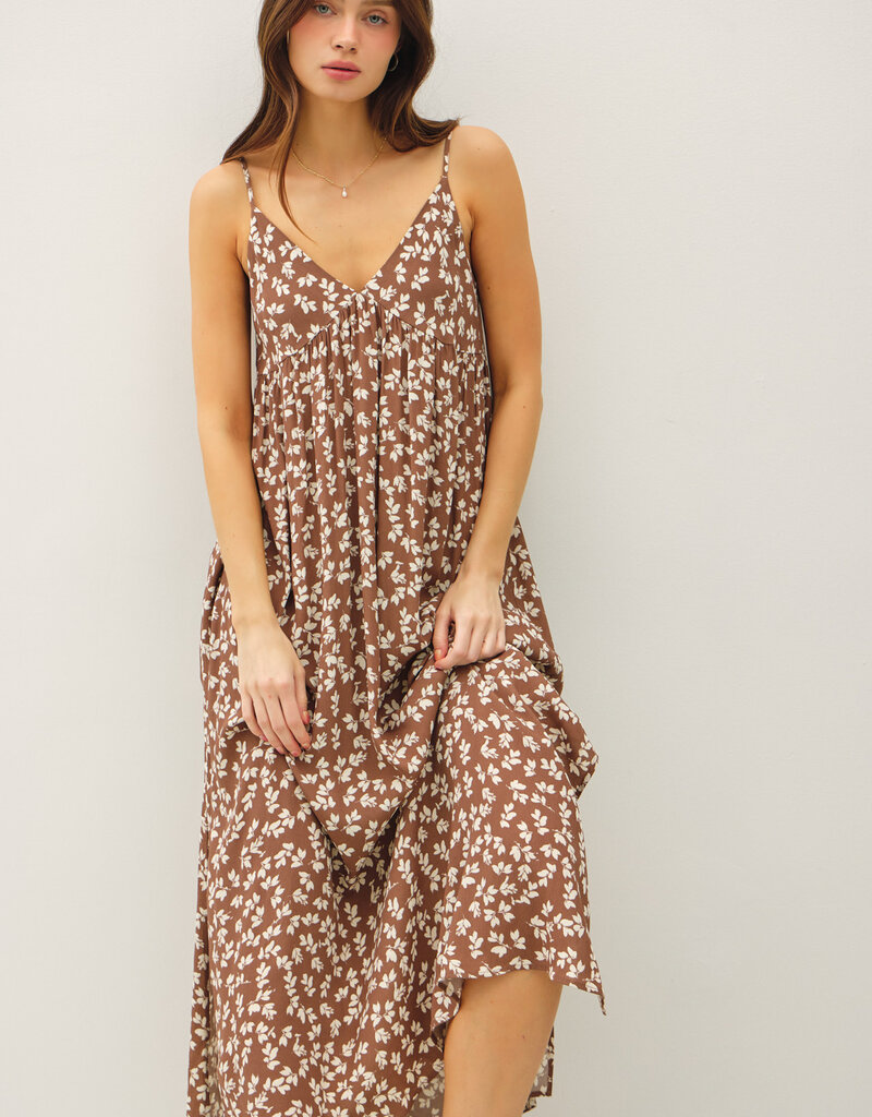 509 Broadway Print  V-Neck Maxi Dress