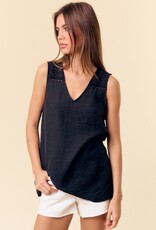 509 Broadway Lace V-Neck Back Button Detail