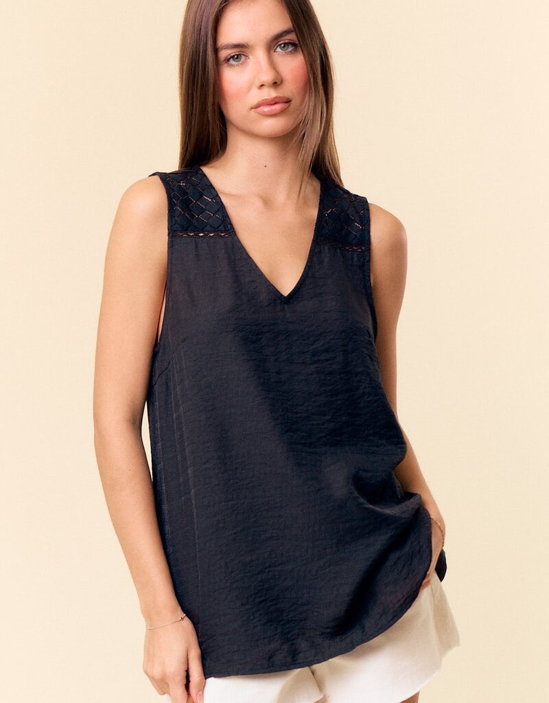 509 Broadway Lace V-Neck Back Button Detail