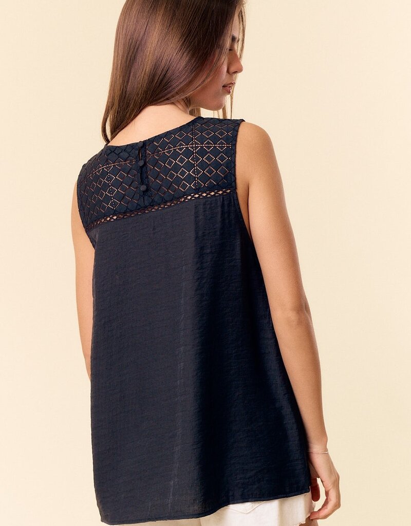 509 Broadway Lace V-Neck Back Button Detail