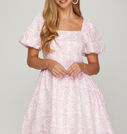 509 Broadway Puff Sleeve baby Doll Jacquard Dress