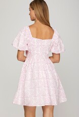 509 Broadway Puff Sleeve baby Doll Jacquard Dress