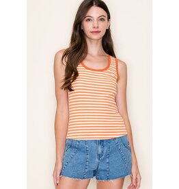 509 Broadway Scoop Neck Stripe Rib Tank