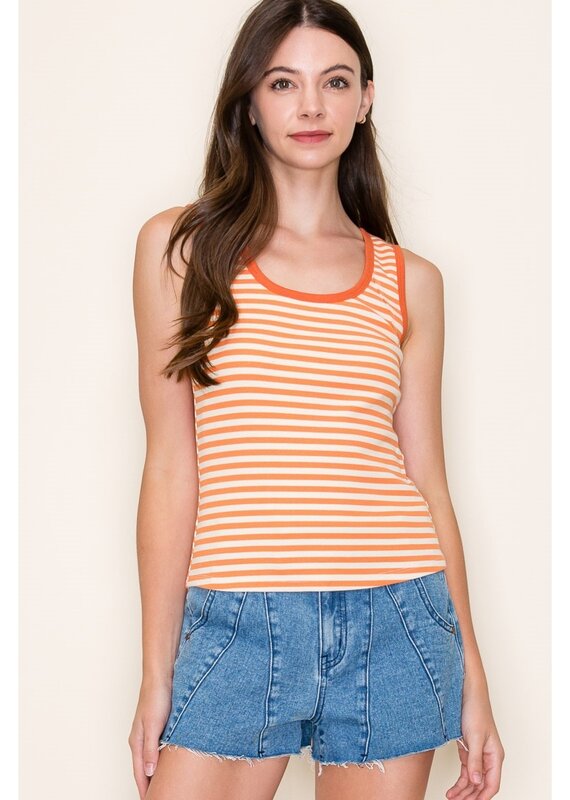 509 Broadway Scoop Neck Stripe Rib Tank