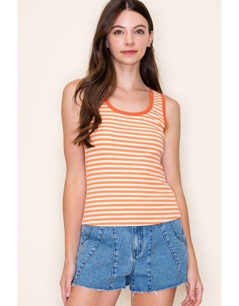 509 Broadway Scoop Neck Stripe Rib Tank