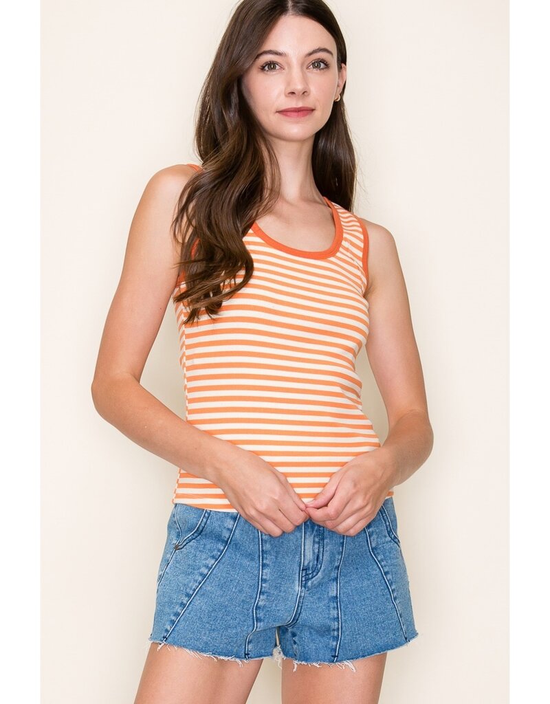 509 Broadway Scoop Neck Stripe Rib Tank