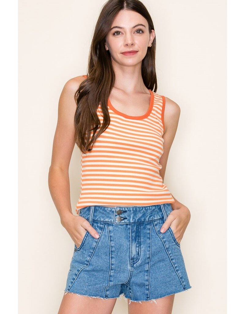 509 Broadway Scoop Neck Stripe Rib Tank
