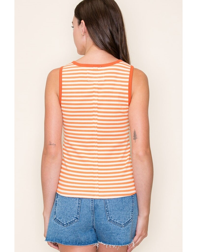 509 Broadway Scoop Neck Stripe Rib Tank