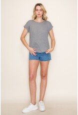 509 Broadway Twisted Key Hole Pin Stripe Tee