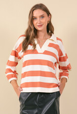 509 Broadway Rugby Stripe French Terry Top