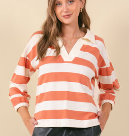 509 Broadway Rugby Stripe French Terry Top