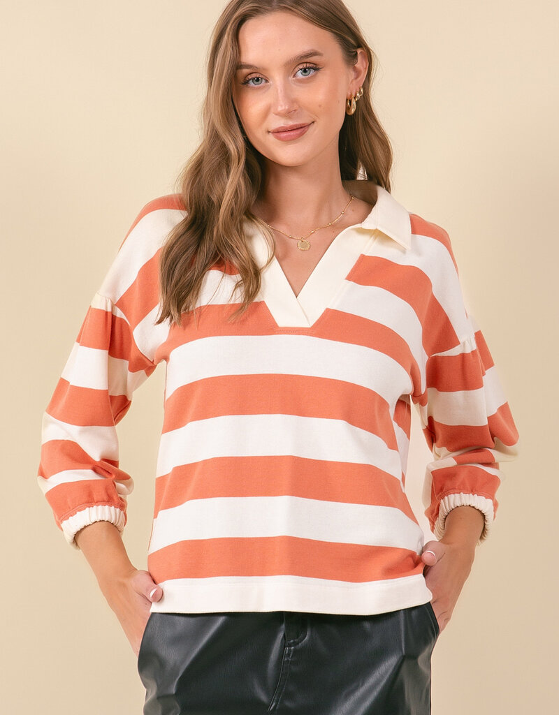 509 Broadway Rugby Stripe French Terry Top
