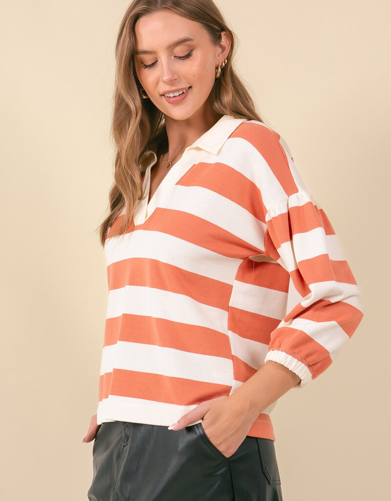 509 Broadway Rugby Stripe French Terry Top