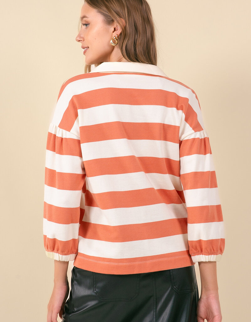 509 Broadway Rugby Stripe French Terry Top
