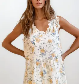509 Broadway Floral Ruffle Top