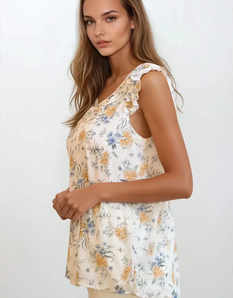 509 Broadway Floral Ruffle Top