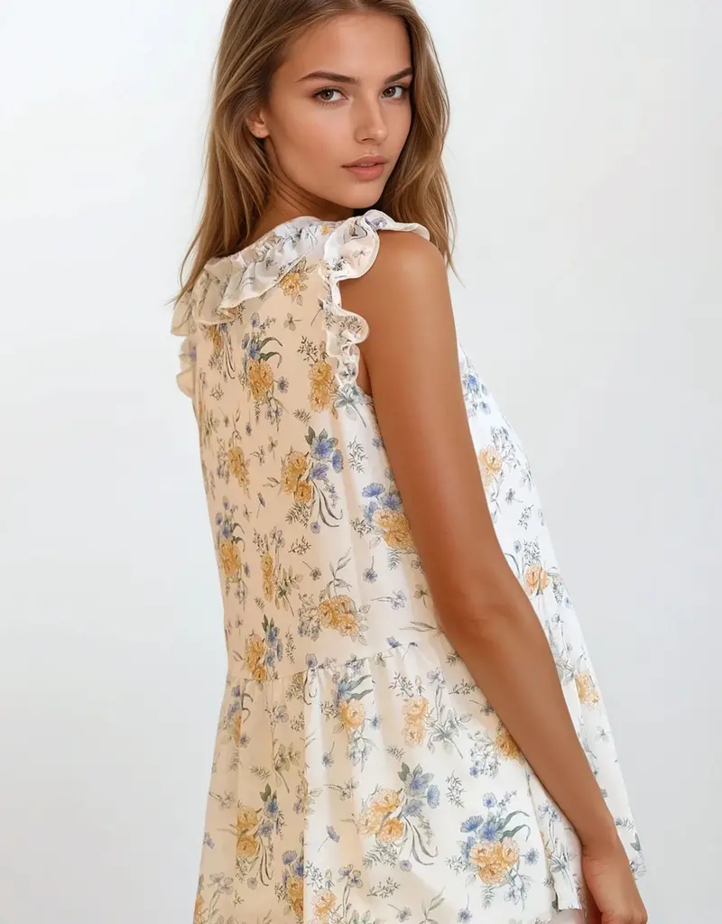 509 Broadway Floral Ruffle Top