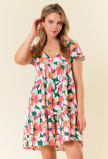 509 Broadway Floral Printed Smocked Back Mini Dress