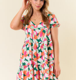 509 Broadway Floral Printed Smocked Back Mini Dress