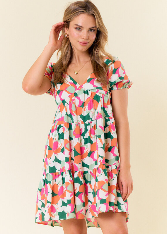 509 Broadway Floral Printed Smocked Back Mini Dress