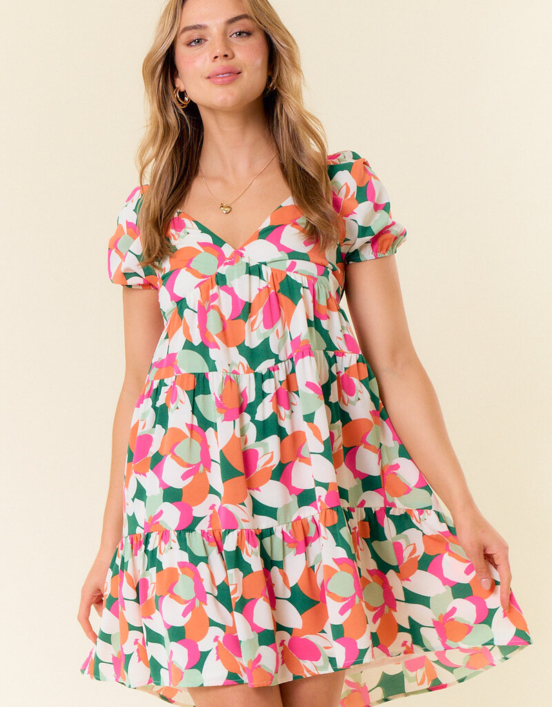 509 Broadway Floral Printed Smocked Back Mini Dress