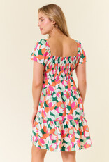 509 Broadway Floral Printed Smocked Back Mini Dress