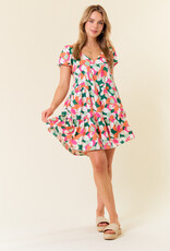 509 Broadway Floral Printed Smocked Back Mini Dress