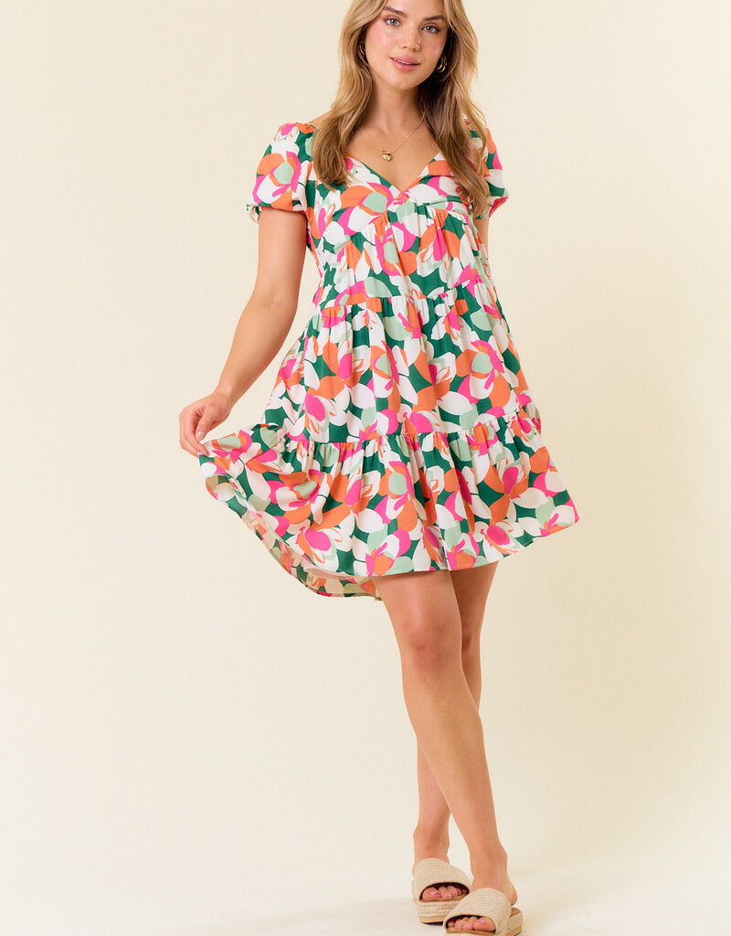509 Broadway Floral Printed Smocked Back Mini Dress