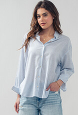 509 Broadway Lightweight Pin Stripe Button Top