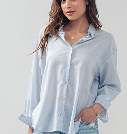 509 Broadway Lightweight Pin Stripe Button Top