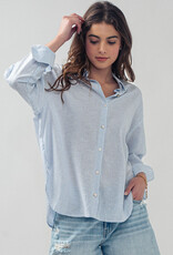 509 Broadway Lightweight Pin Stripe Button Top
